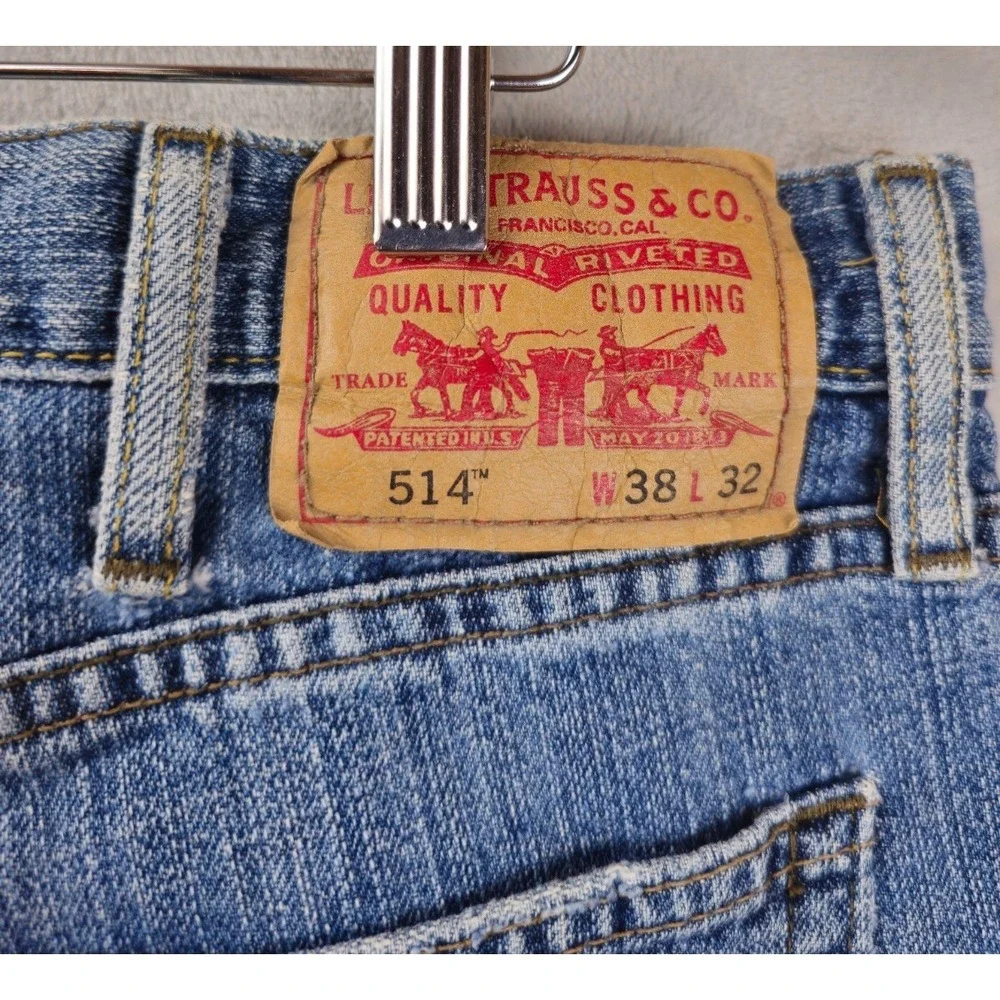 Vintage Levis 514 Slim Straight Blue Jeans Mens Size 38x32 Slim Straight Bootcut